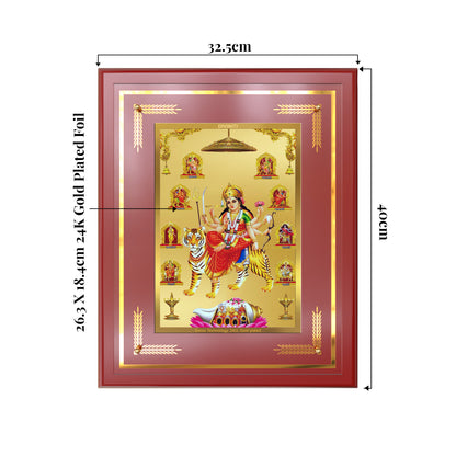 Durga Nav Durga | Goddess Durga in Her Nine Divine forms Wall Mount Photo Frame in 24K Gold Plated Foil