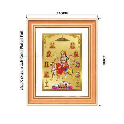 Durga Nav Durga | Goddess Durga in Her Nine Divine forms Wall Mount Photo Frame in 24K Gold Plated Foil