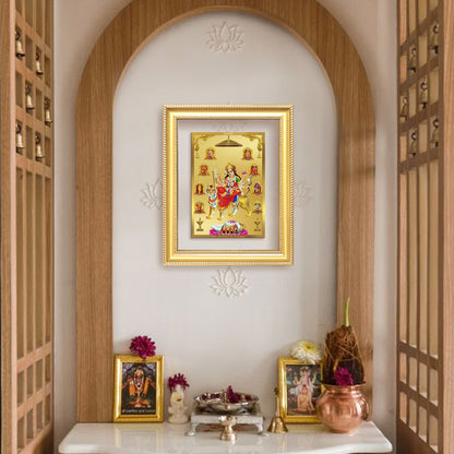 Durga Nav Durga | Goddess Durga in Her Nine Divine forms Wall Mount Photo Frame in 24K Gold Plated Foil