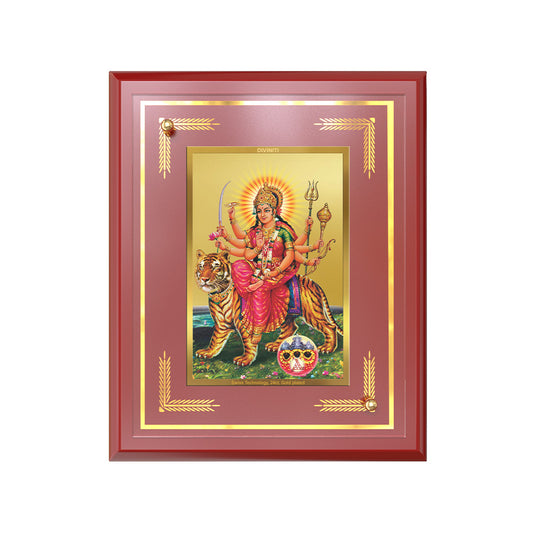 Durga Sherawali Mata with Pind | Divine Wall and Tabletop Photo Frame in 24K Gold Plated Foil
