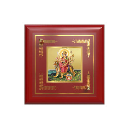 Durga-Sherawali Mata | Shakti Roop | Divine Goddess With Pind For Tabletop Frame in 24K Gold Plated Foil