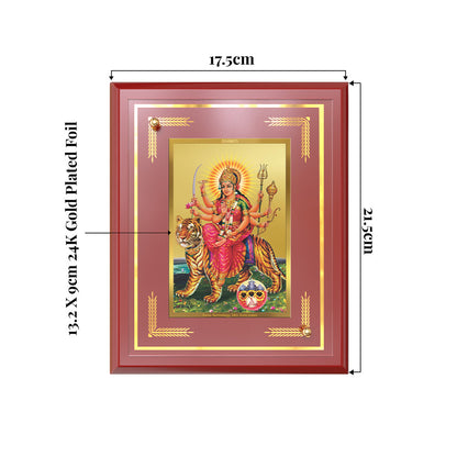Durga Sherawali Mata with Pind | Divine Wall and Tabletop Photo Frame in 24K Gold Plated Foil
