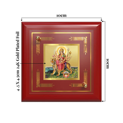 Durga-Sherawali Mata | Shakti Roop | Divine Goddess With Pind For Tabletop Frame in 24K Gold Plated Foil