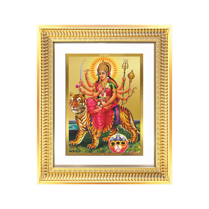 Durga Sherawali Mata with Pind | Divine Wall Mount Photo Frame in 24K Gold Plated Foil