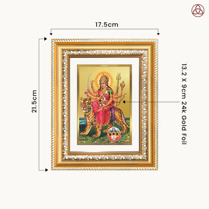 Durga Sherawali Mata with Pind | Divine Wall & Tabletop Photo Frame in 24K Gold Plated Foil