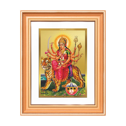 Durga Sherawali Mata with Pind | Divine Wall Mount Photo Frame in 24K Gold Plated Foil