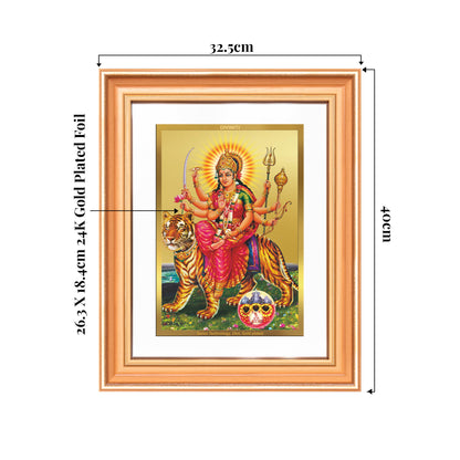 Durga Sherawali Mata with Pind | Divine Wall Mount Photo Frame in 24K Gold Plated Foil