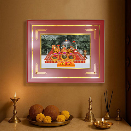 Durga  Vaishno Devi Mata Ka Darbar | Divine Wall & Tabletop Frame in 24K Gold Plated Foil