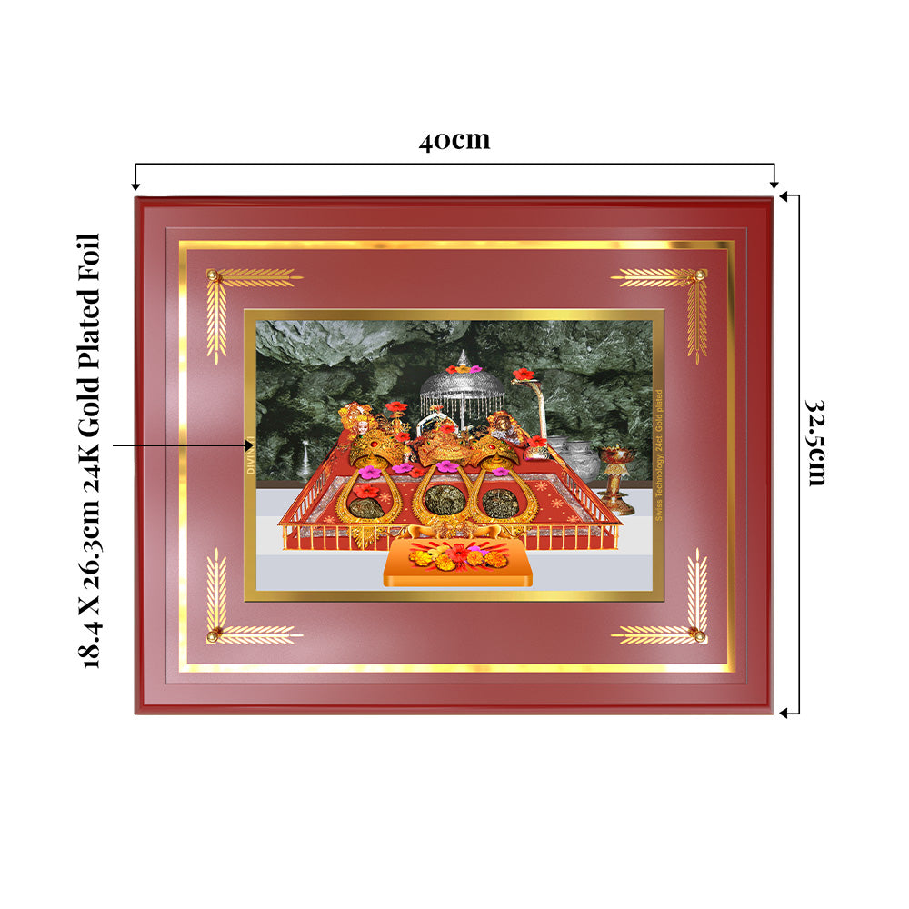 Durga  Vaishno Devi Mata Ka Darbar | Divine Wall & Tabletop Frame in 24K Gold Plated Foil