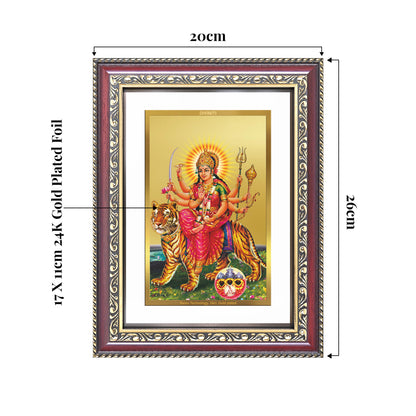 Durga Vaishno Devi | Mata Ka Darbar | Divine Wall and Tabletop Photo Frame in 24K Gold Plated Foil
