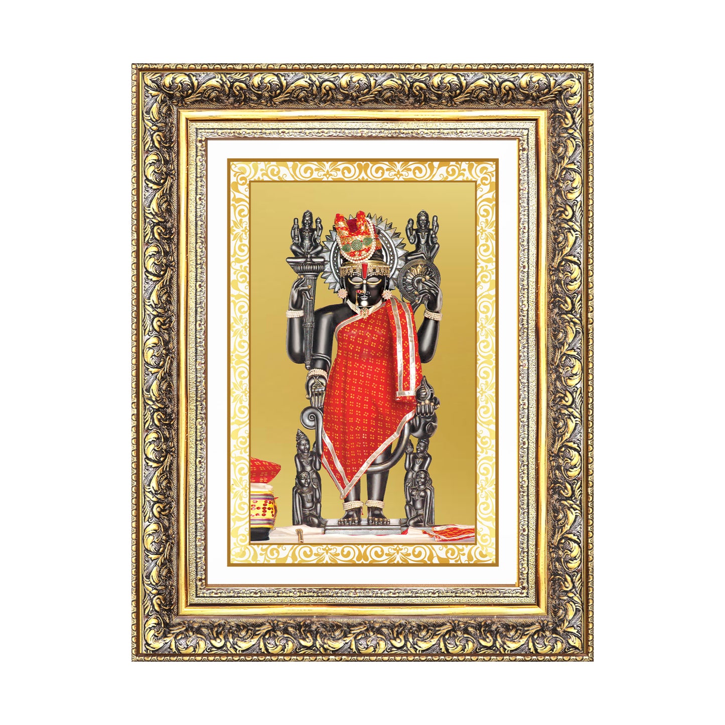 Dwarkadhish | Lord Krishna of Dwarka Wall Photo Frame in 24K Gold Plated Foil