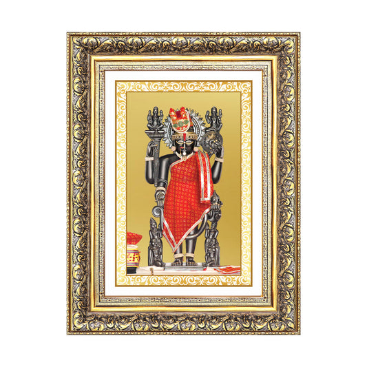 Dwarkadhish | Lord Krishna of Dwarka Wall Photo Frame in 24K Gold Plated Foil