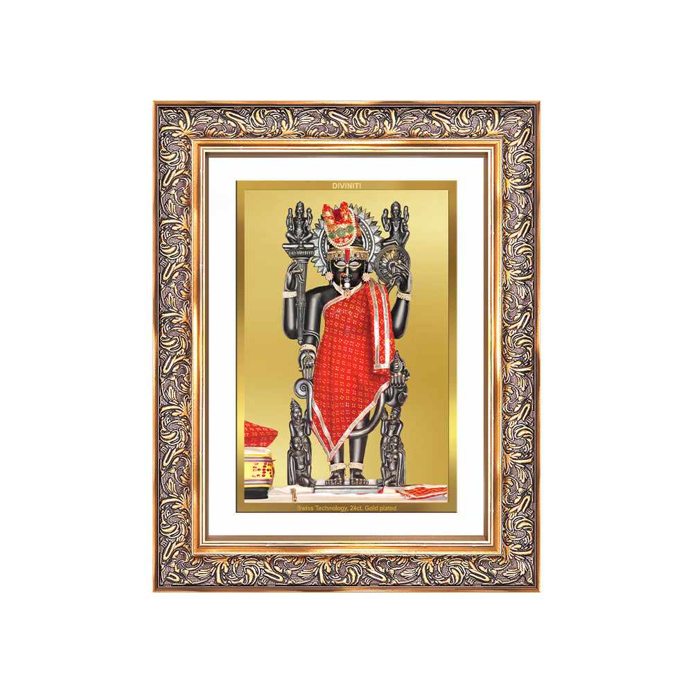 Dwarkadhish | Lord Krishna of Dwarka Wall Photo Frame in 24K Gold Plated Foil