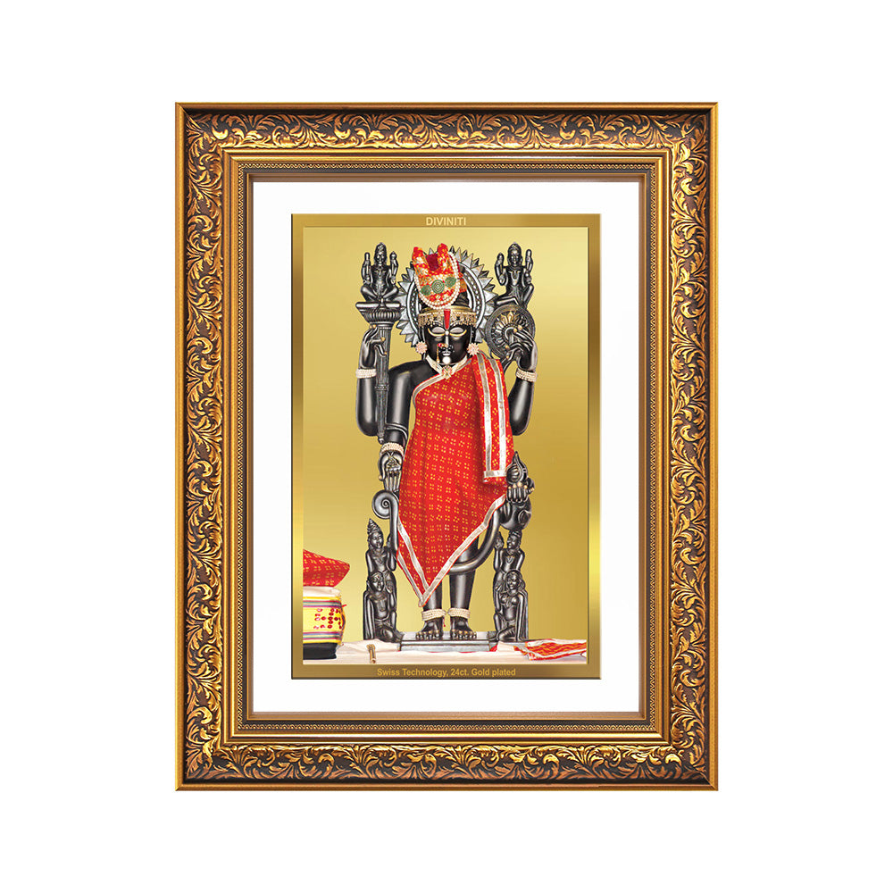 Dwarkadhish | Lord Krishna of Dwarka Wall Photo Frame in 24K Gold Plated Foil