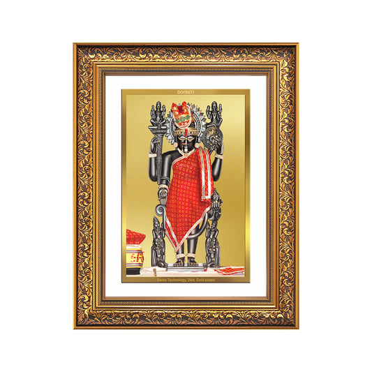 Dwarkadhish | Lord Krishna of Dwarka Wall Photo Frame in 24K Gold Plated Foil