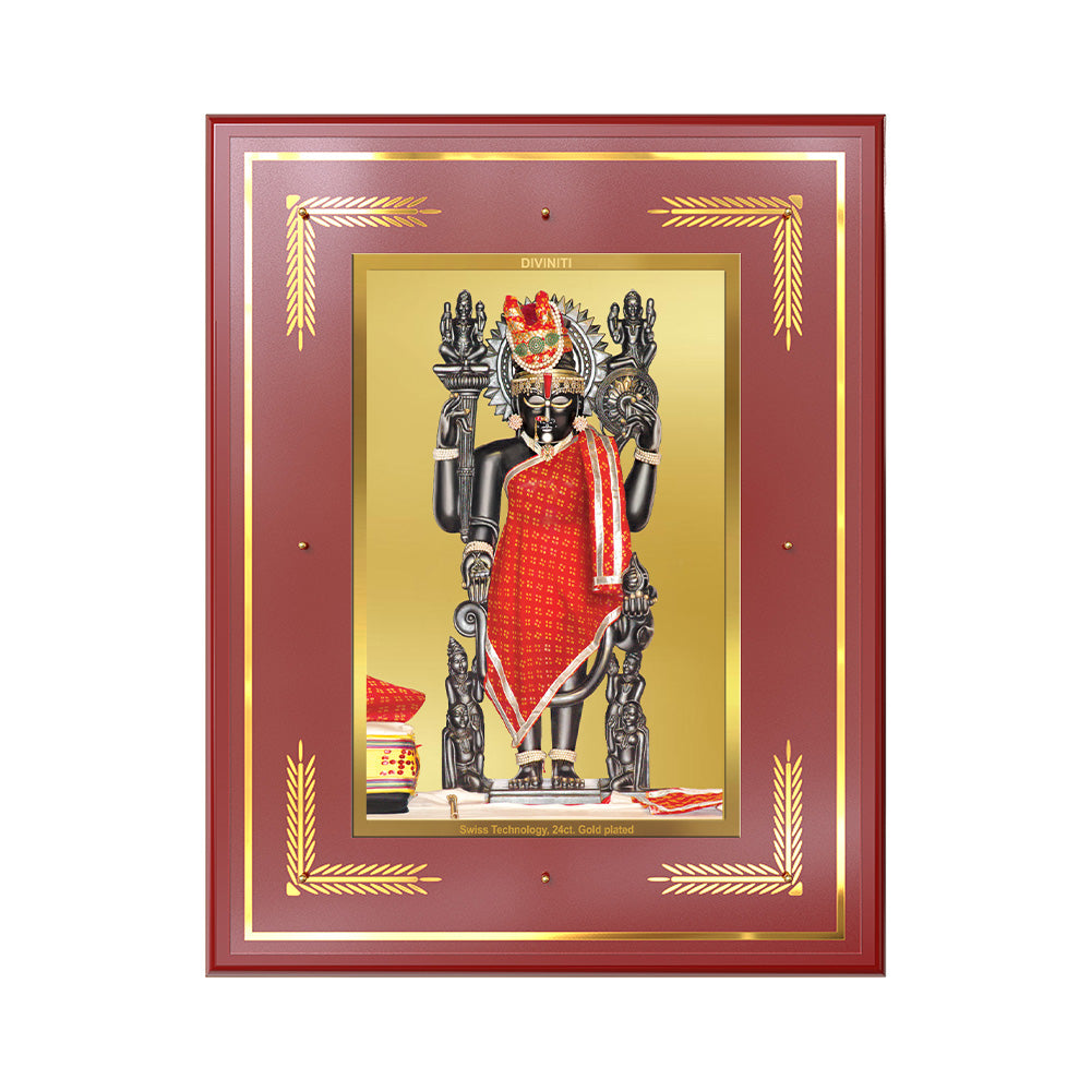 Dwarkadhish | Lord Krishna of Dwarka Wall Photo Frame in 24K Gold Plated Foil