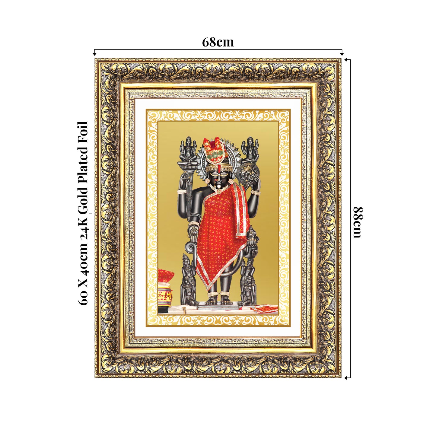 Dwarkadhish | Lord Krishna of Dwarka Wall Photo Frame in 24K Gold Plated Foil