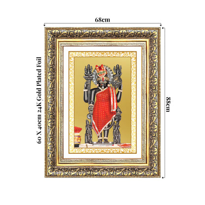 Dwarkadhish | Lord Krishna of Dwarka Wall Photo Frame in 24K Gold Plated Foil