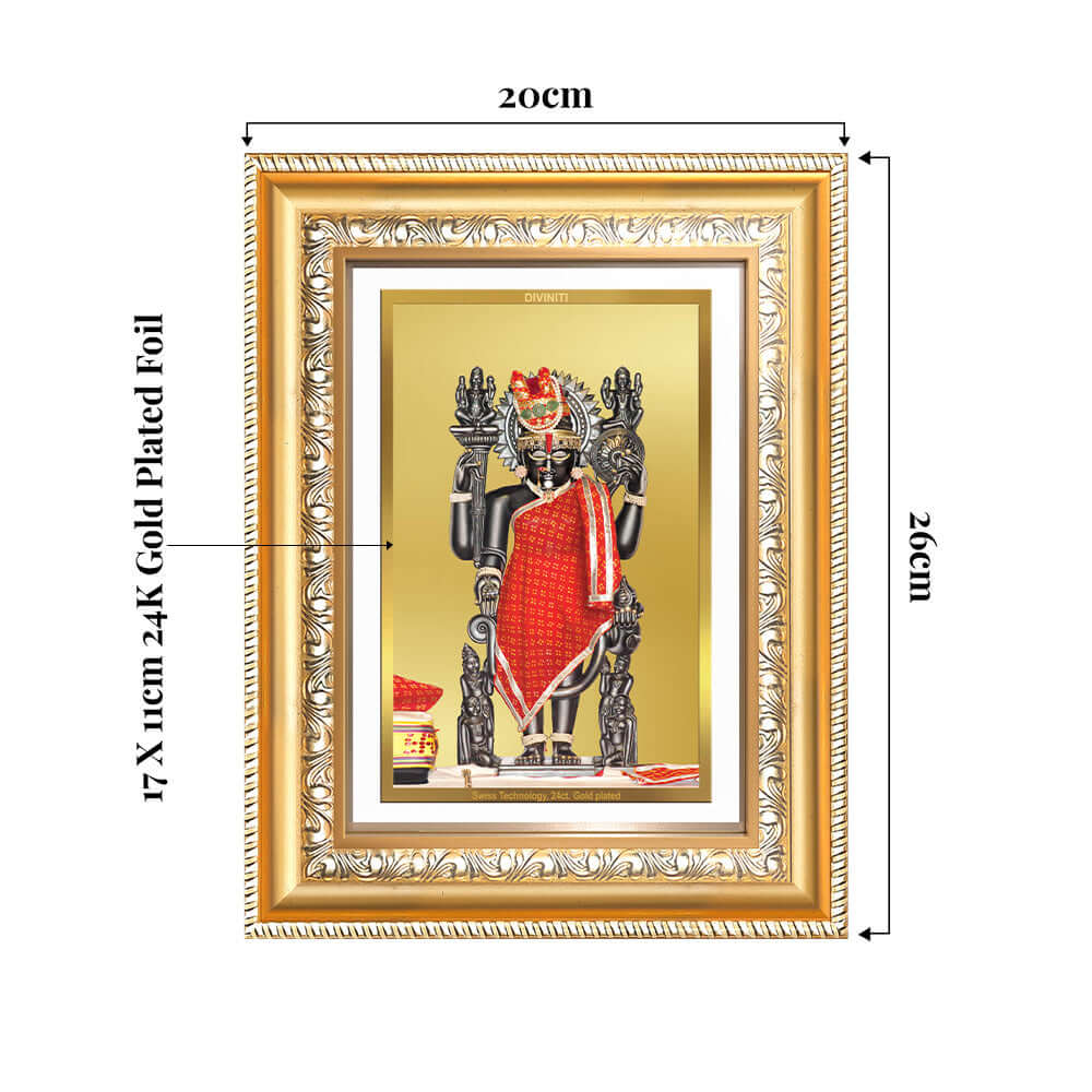 Dwarkadhish | Lord Krishna of Dwarka Wall and Tabletop Photo Frame in 24K Gold Plated Foil