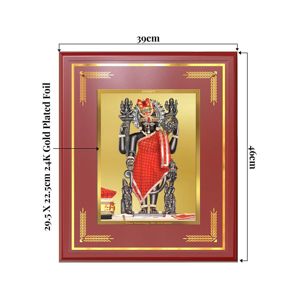 Dwarkadhish | Lord Krishna of Dwarka Wall & Tabletop Frame in 24K Gold Plated Foil