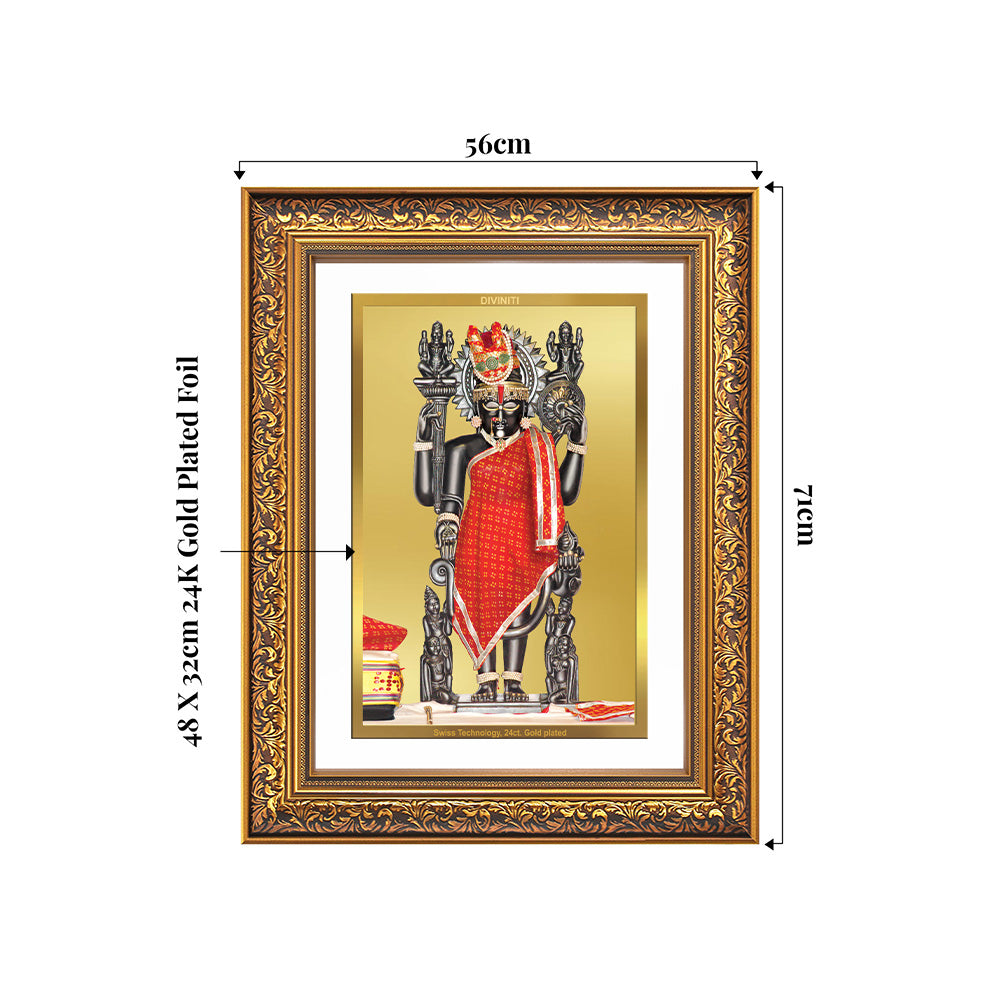 Dwarkadhish | Lord Krishna of Dwarka Wall Photo Frame in 24K Gold Plated Foil