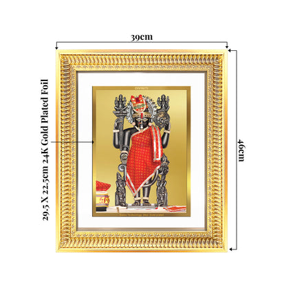 Dwarkadhish wall and tabletop frame in 24K gold plated foil, showcasing Lord Krishna of Dwarka.