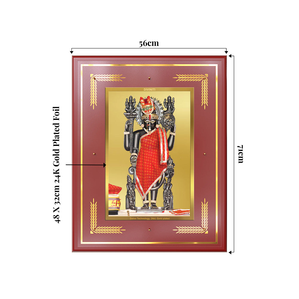 Dwarkadhish | Lord Krishna of Dwarka Wall Photo Frame in 24K Gold Plated Foil