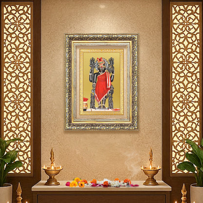 Dwarkadhish | Lord Krishna of Dwarka Wall Photo Frame in 24K Gold Plated Foil