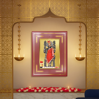 Dwarkadhish | Lord Krishna of Dwarka Wall Photo Frame in 24K Gold Plated Foil