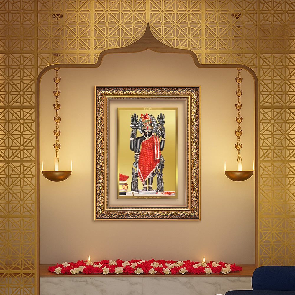 Dwarkadhish | Lord Krishna of Dwarka Wall Photo Frame in 24K Gold Plated Foil