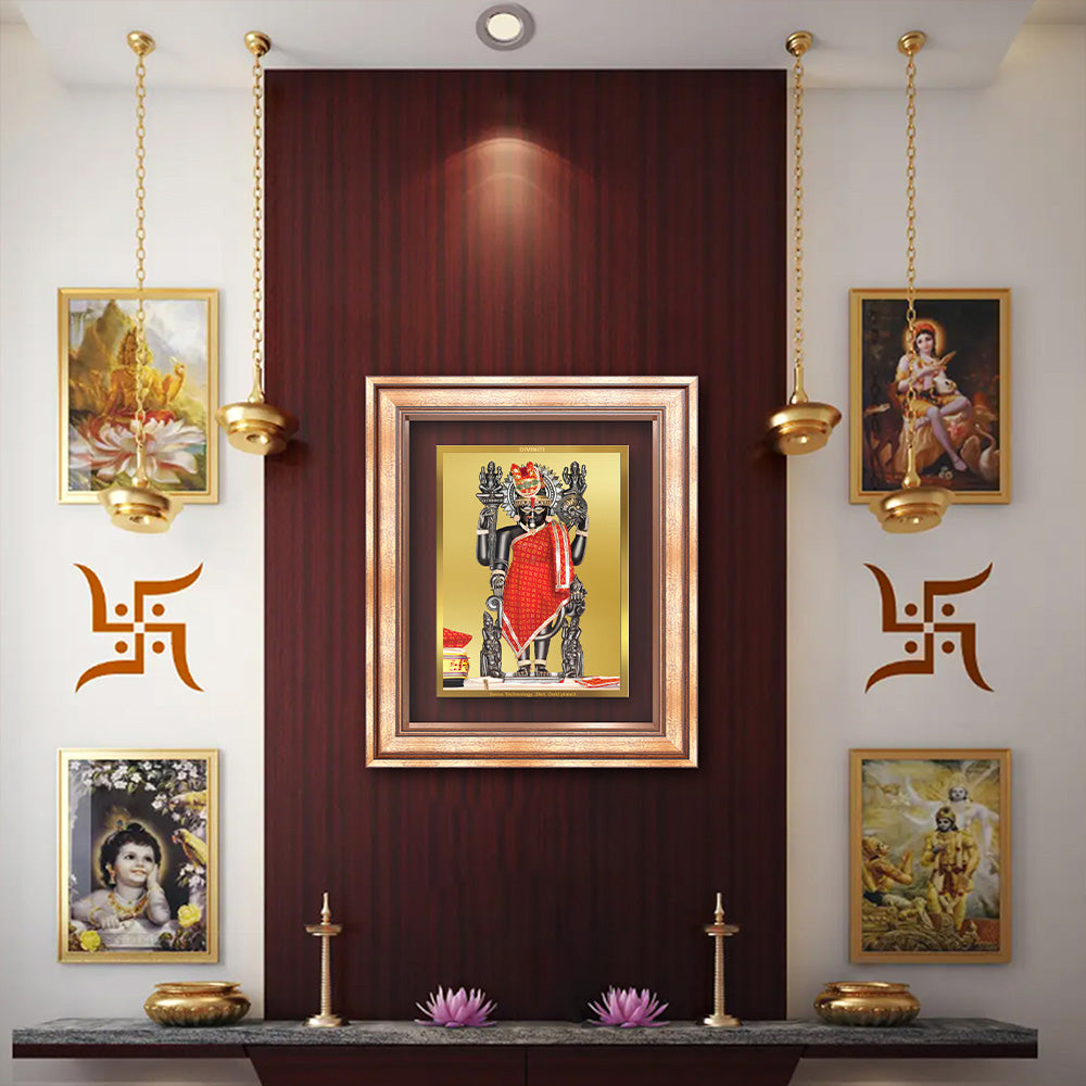 Dwarkadhish | Lord Krishna of Dwarka Wall & Tabletop Frame in 24K Gold Plated Foil