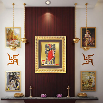 Dwarkadhish wall and tabletop frame displayed in a beautifully decorated setting with traditional decor.