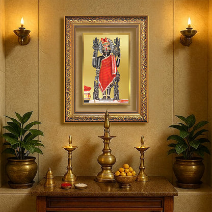 Dwarkadhish | Lord Krishna of Dwarka Wall Photo Frame in 24K Gold Plated Foil