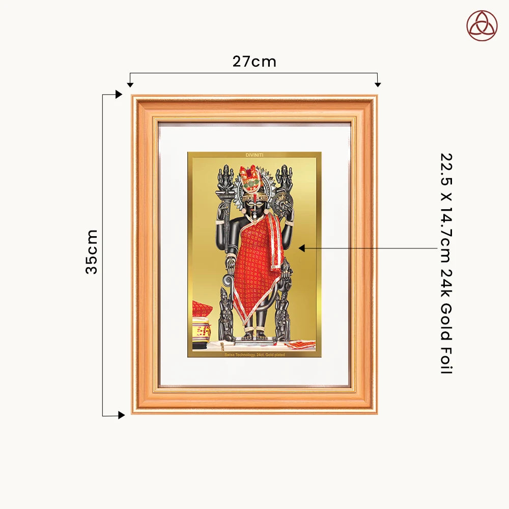 Dwarkadhish | Lord Krishna of Dwarka Wall Photo Frame in 24K Gold Plated Foil