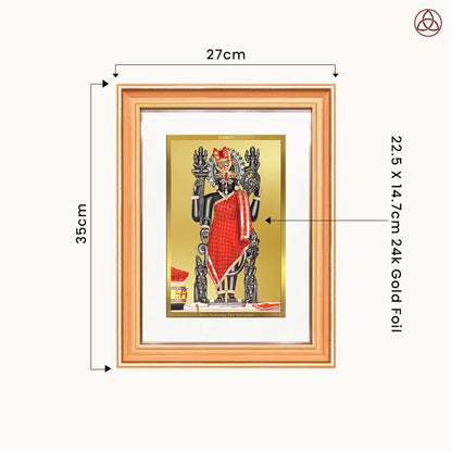 Dwarkadhish | Lord Krishna of Dwarka Wall Photo Frame in 24K Gold Plated Foil