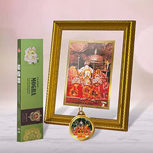 Load image into Gallery viewer, DIVINITI Mata Ka Darbar DG 2.5 Photo Frame, 24K Double sided Gold Plated Pendant 18 MM and Classic Mogra Incense Sticks For Navratri Festival Prayer &amp; Auspicious Occasion (Combo Pack)
