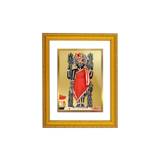DIVINITI 24K Gold Plated Foil Dwarikadheesh Traditional Wall Photo Frame Idol for Home Decor, Prayer, Workshop, Gift Item|DG101 Size 2 (22.6x18.4 CM)