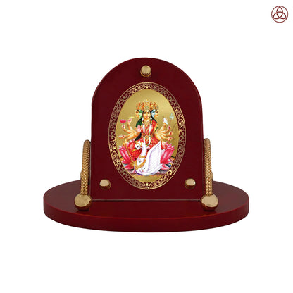 Gayatri Mata | Divine Goddess Gayatri Car Dashboard & Tabletop Photo Frame in 24K Gold Plated Foil