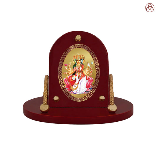 Gayatri Mata | Divine Goddess Gayatri Car Dashboard & Tabletop Photo Frame in 24K Gold Plated Foil
