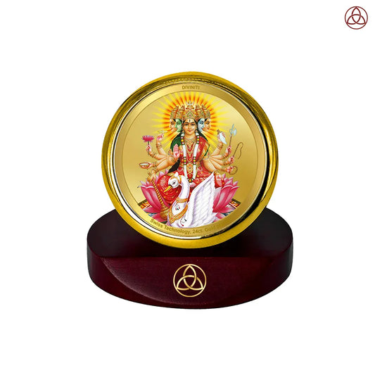 Gayatri Mata | Goddess of Wisdom & Purity Car Dashboard Frame in 24K Gold Plated Foil