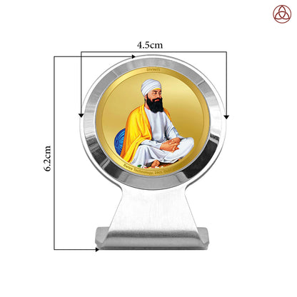 Guru Tegh Bahadar Ji | Divine Sikh Guru Car Dashboard & Tabletop Photo Frame in 24K Gold Plated Foil
