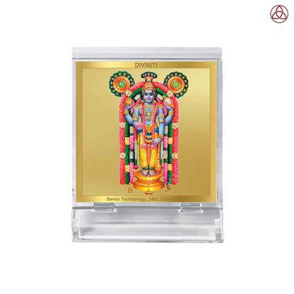 Guruvayurappan | Divine Lord Krishna Car Dashboard & Tabletop Photo Frame in 24K Gold Plated Foil