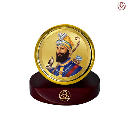 Guru Gobind Singh Ji | Tenth Sikh Guru and Creator of Khalsa Panth Spiritual Car Dashboard Frame in 24K Gold Plated Foil