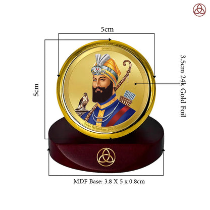 Guru Gobind Singh Ji | Tenth Sikh Guru and Creator of Khalsa Panth Spiritual Car Dashboard Frame in 24K Gold Plated Foil