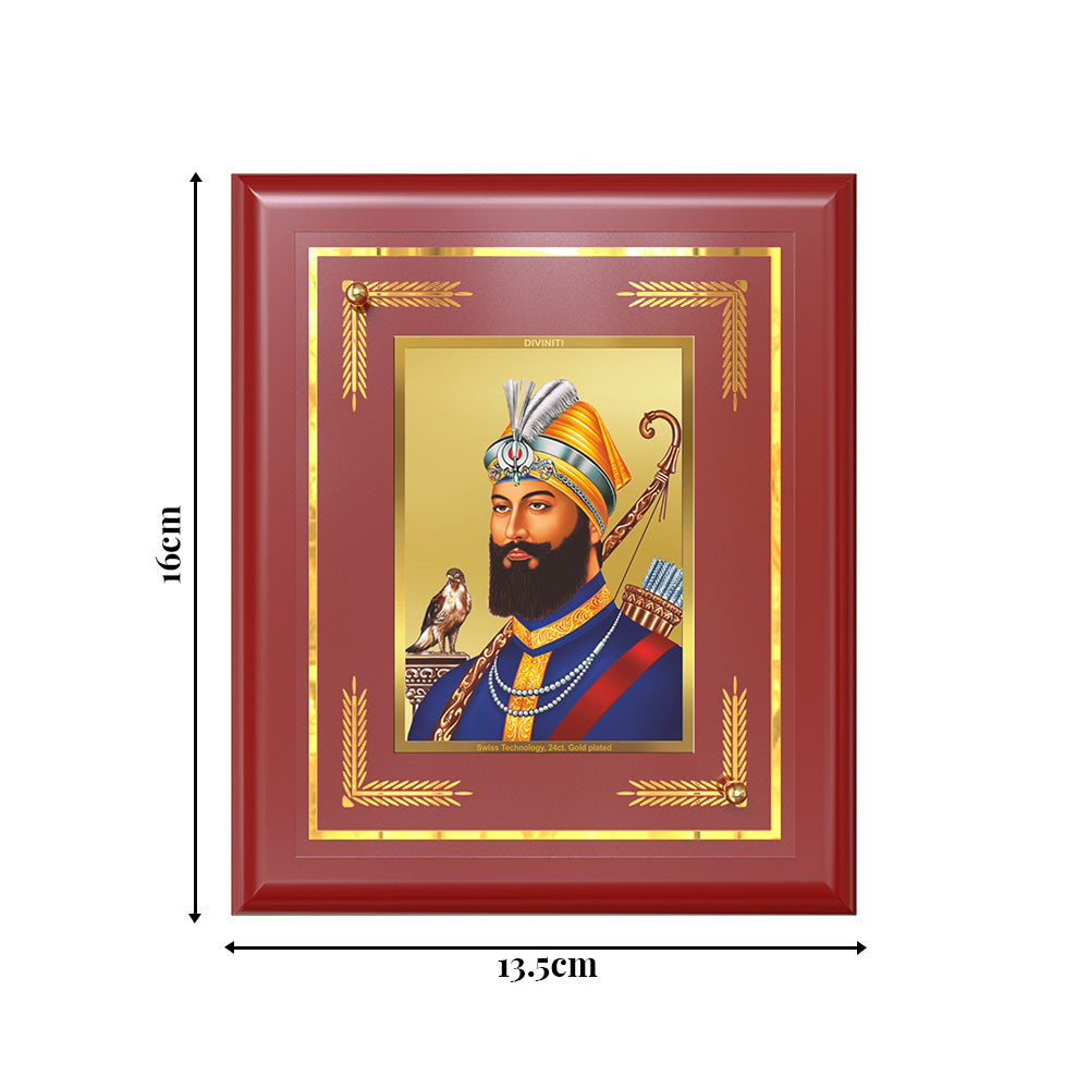 Guru Gobind Singh Ji Dasmesh Pita Khalsa Panth For Wall & Tabletop Frame in 24K Gold Plated Foil