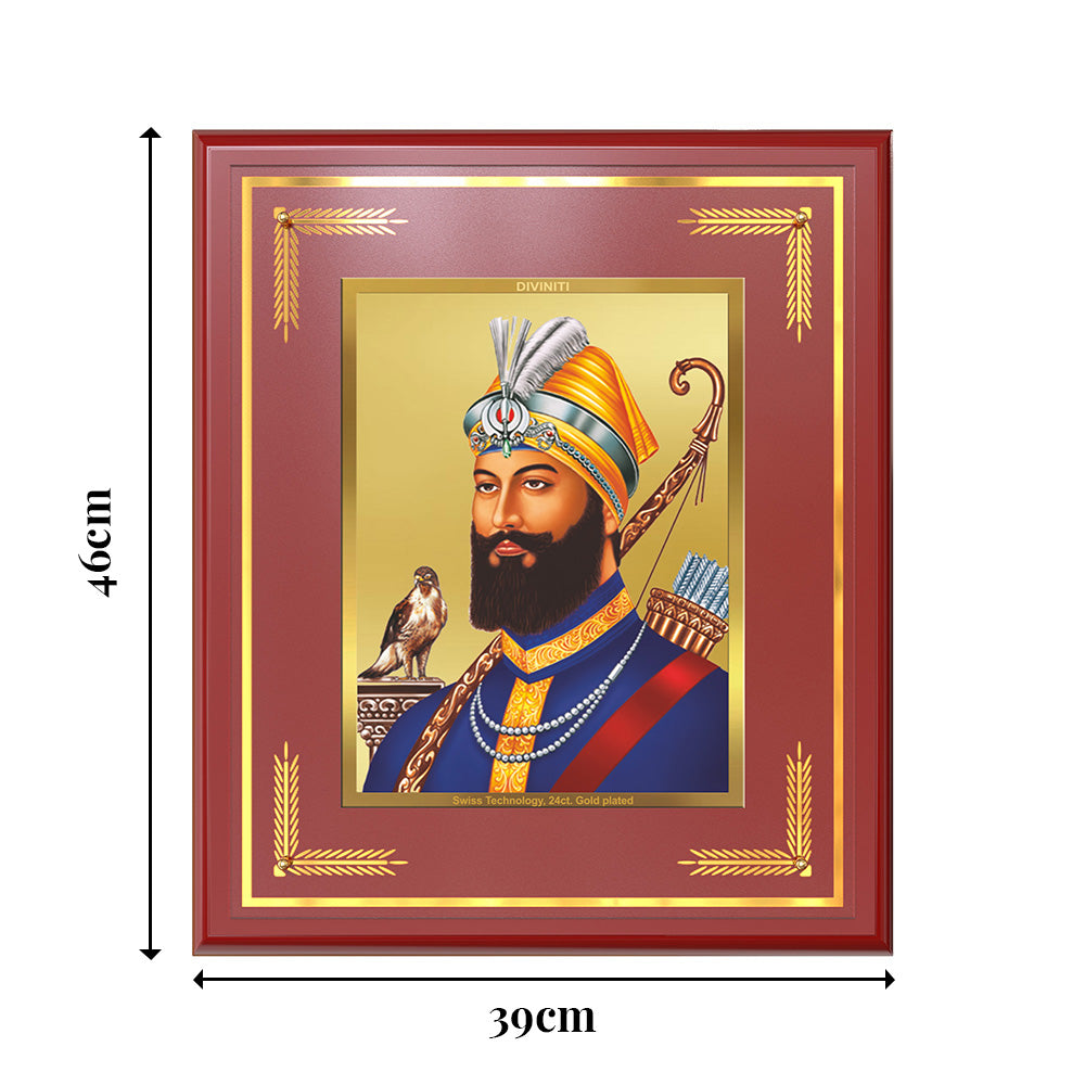 Guru Gobind Singh Ji | Divine Wall Mount Photo Frame in 24K Gold Plated Foil