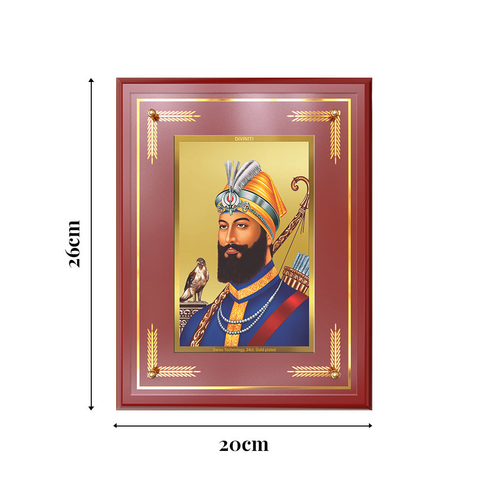 Guru Gobind Singh Ji | Divine Wall and Tabletop Mount Photo Frame in 24K Gold Plated Foil