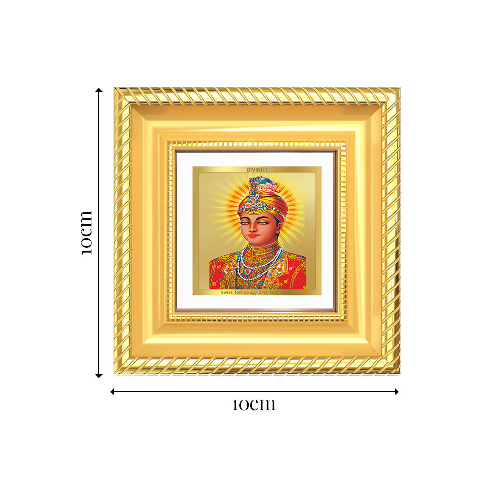 Diviniti Guru Harkrishan Sahib Ji (Eighth Sikh Guru) Tabletop Frame in 24K Gold Plated Foil | Compassion, Healing & Divine Blessings | DG015S1A (10x10 CM)