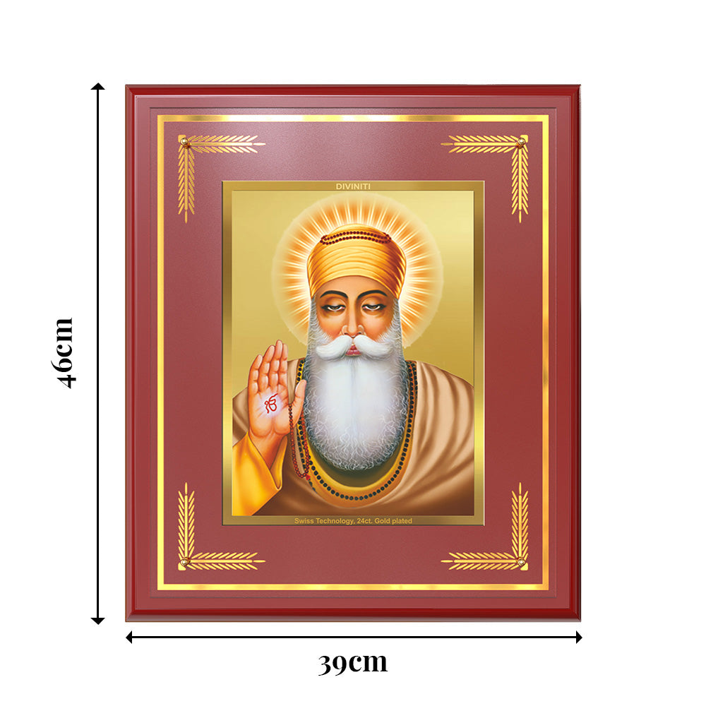 Guru Nanak Dev Ji | Divine Wall Mount Photo Frame in 24K Gold Plated Foil
