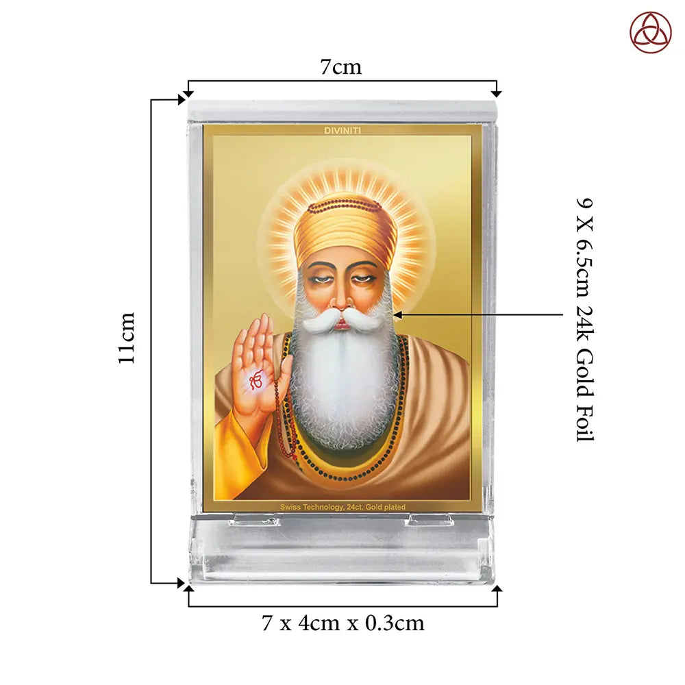 Guru Nanak Dev Ji Divine Waheguru For Sacred Sikh Religious Car Dashboard Frame in 24K Gold Plated Foil